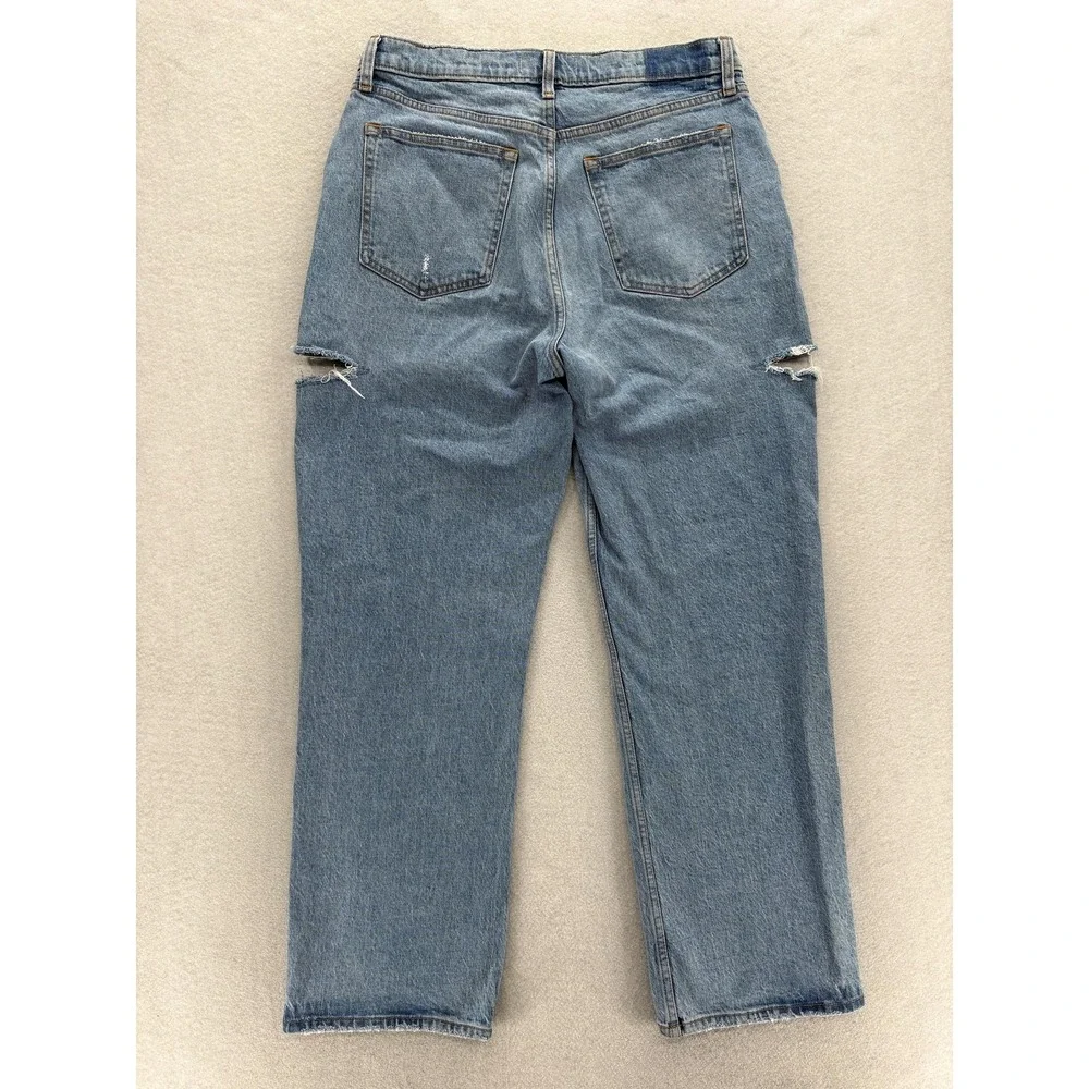Abercrombie & Fitch 90s Baggy Straight Jeans Womens 10 Blue Low Rise Curve Love - Picture 11 of 12